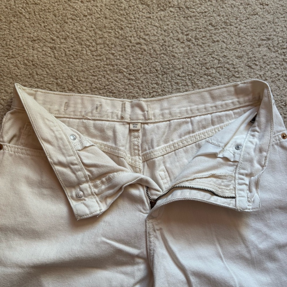 Women's Cream Y2K Baggy Wide Leg Relaxed Jeans Size 8/29R - Picture 6 of 11